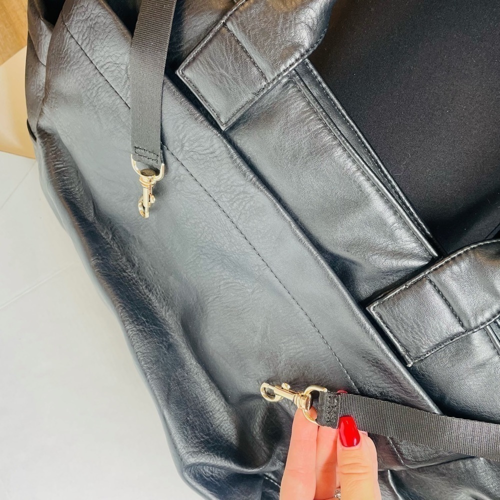 THE Honest Company Everything Tote Black Faux Leather Diaper Bag - Picture 10 of 16